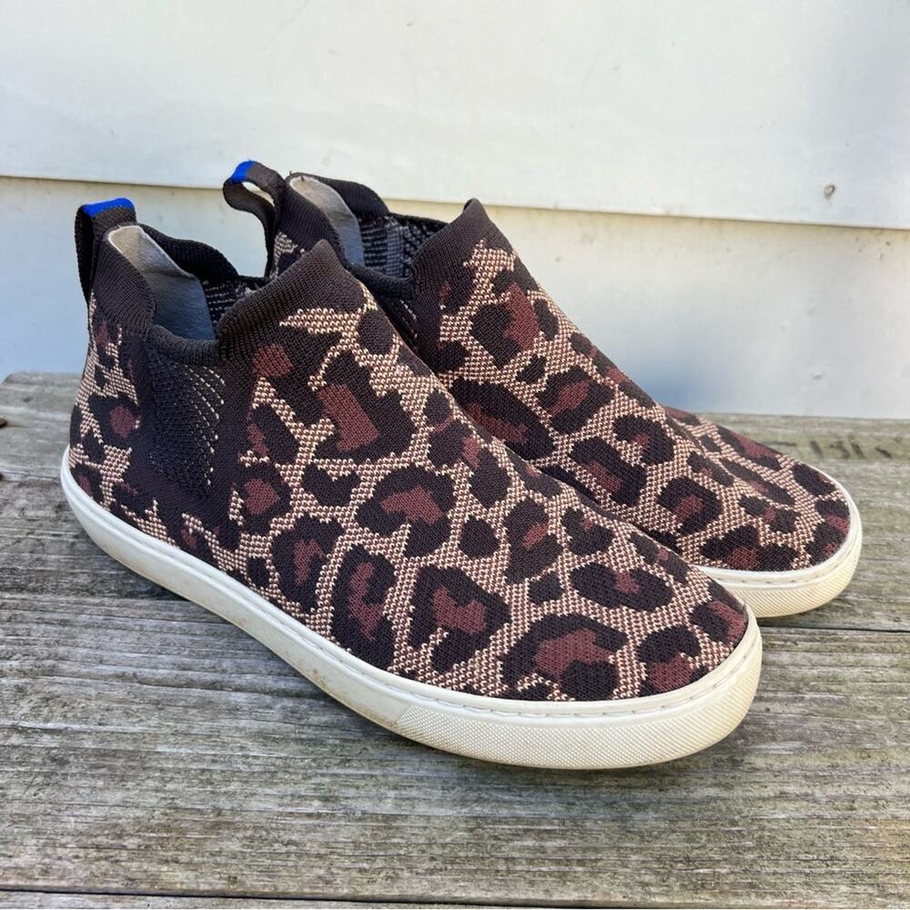 ROTHY'S The Chelsea Wildcat High Top Sneakers Brown Tan Size 8